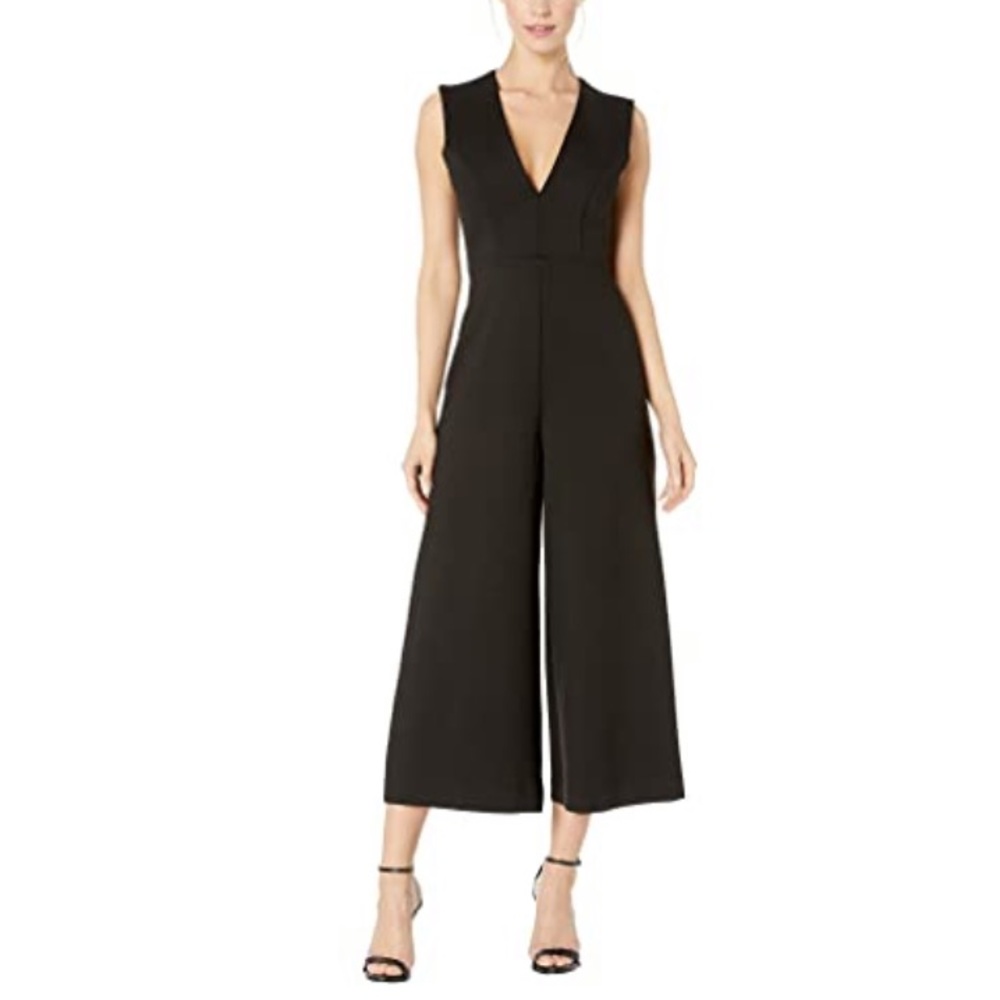 Susana Monaco Deep V Black Romper Jumpsuit